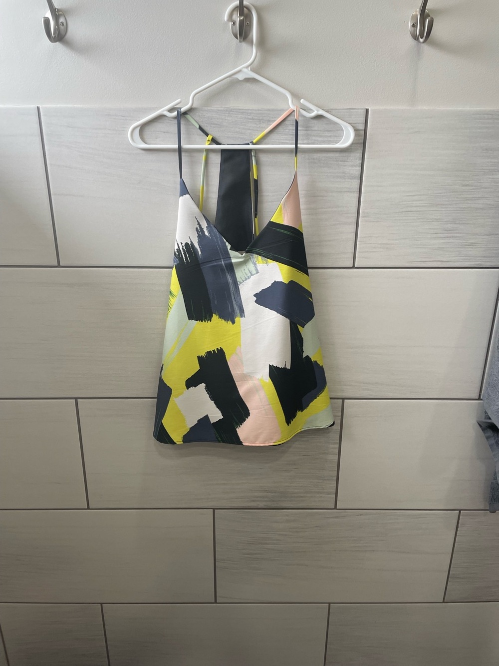 Banana Republic Abstract Brushstroke Cami in Yellow, Navy & Pink